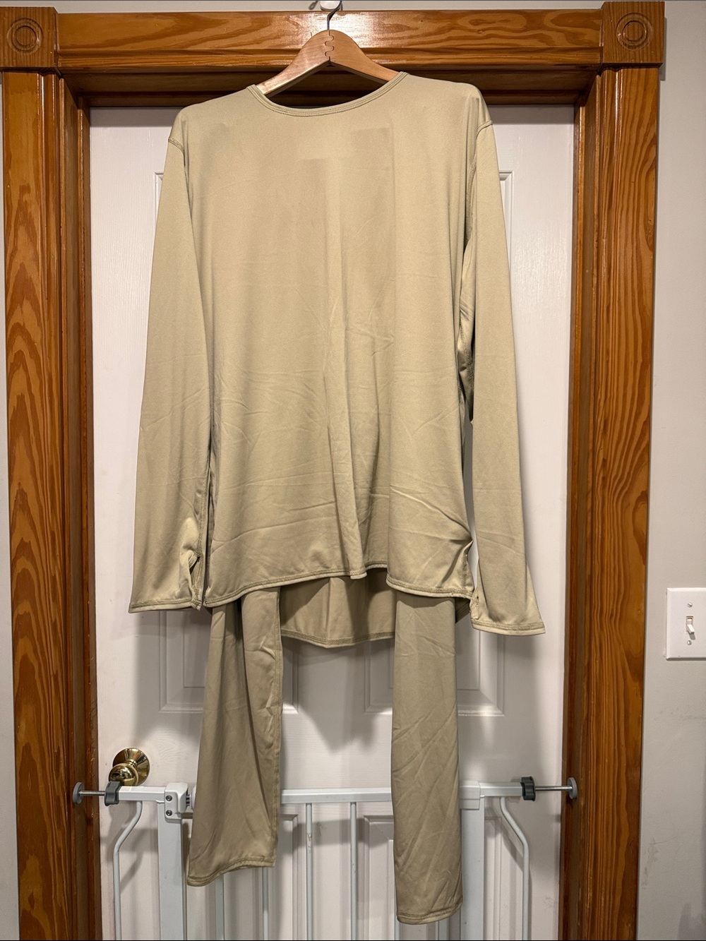 Men's Beige Long Underwear Long Sleeve Top Lightweight Thermal Set Mens XL Long